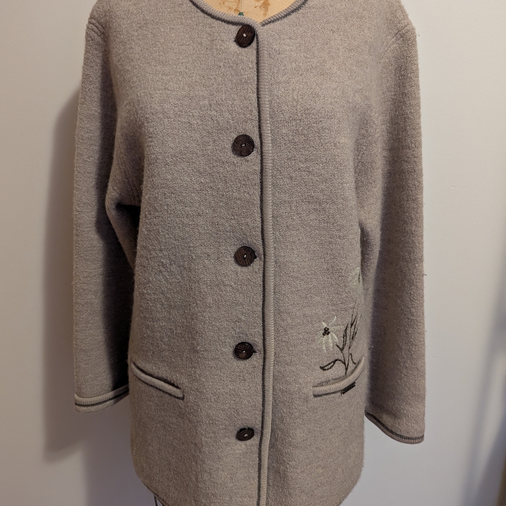 Women's Gray Button-Up Sweater